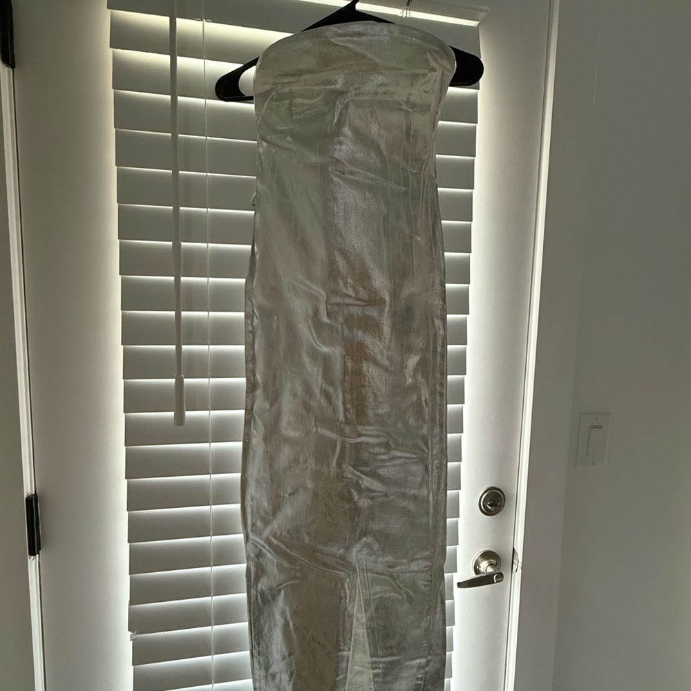 Zara Silver Fitted Denim Dress